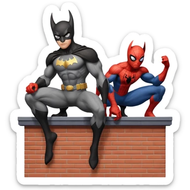 fusion of Batman and Spiderman, superhero mashup, perched on a rooftop, bat ears and spider emblem, no text sticker