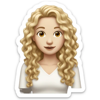 Woman with pale skin and long curly brown hair  sticker
