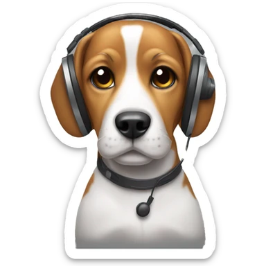beagle with headphones sticker