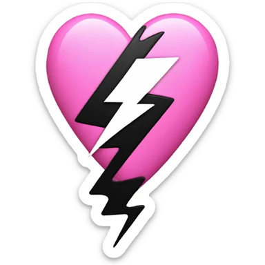 Pink heart with black lightning  sticker