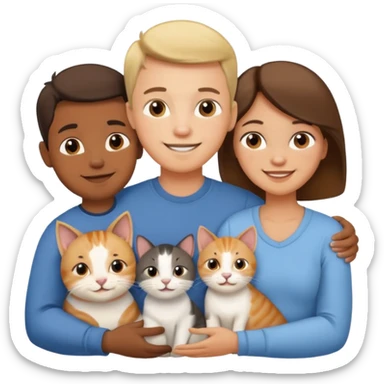 Un bebé Un niño de 10 años y papá y mamá tambien un gato y un perro todos son parte de la familia sticker