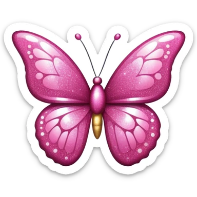 Glitter butterfly pink sticker