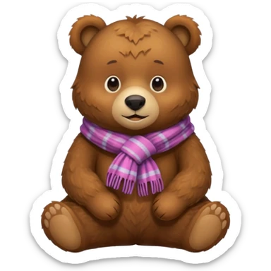 brown bear wearing a scarf sitting sticker