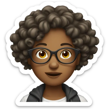 Long curly hair girl with glasses sticker