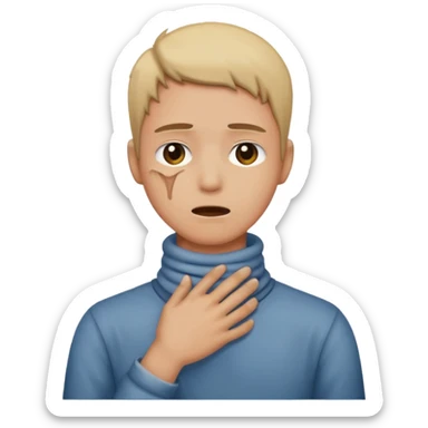 someone holding their neck sticker