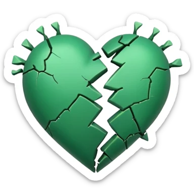 A simple green coloured broken heart with one crack in the middle nothing more then just one simple crack in the middle  sticker