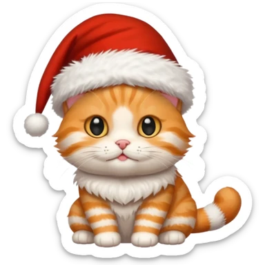 Light orange tabby kitty inside a Santa hat sticker