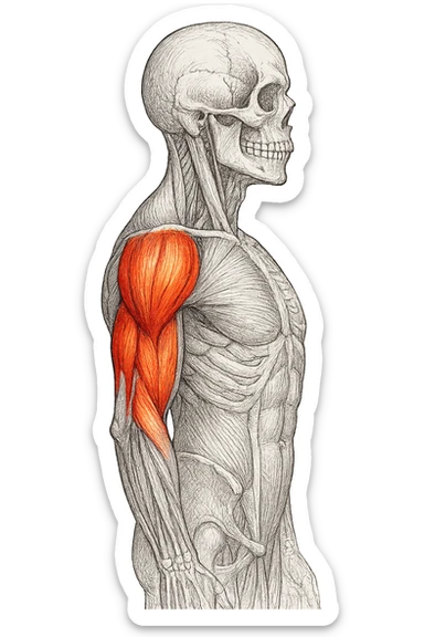 tricipite visto anatomicamente , colora solo il tricipite, il resto fallo in bianco e nero sticker