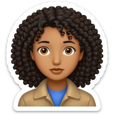 brown soft tone of skin, curly black hair, brown eyes sticker