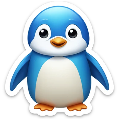 blue penguin with a heart sticker