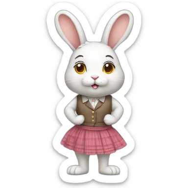 rabbit wearing skirt fullbody sticker