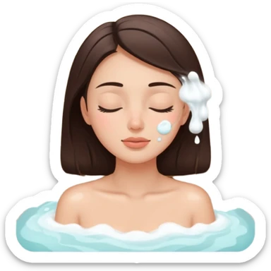 girl brunette getting a deep facial cleansing eyes closed sticker