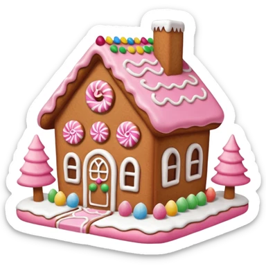 Gingerbread house pink sticker