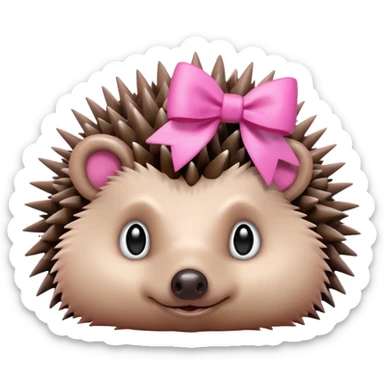 hedgehog with a pink bow sticker