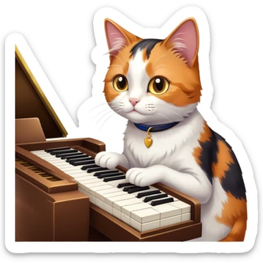 a cat playing piano sticker
