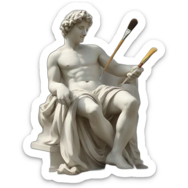 italian statue holding a paintbrush  sticker