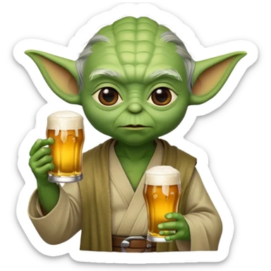 Yoda une bière à la main sticker