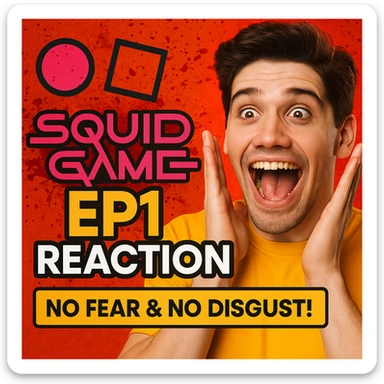 Ep 1 react a squid game de netflix defi ne pas avoir peur et pas être dégouté du sang  sticker