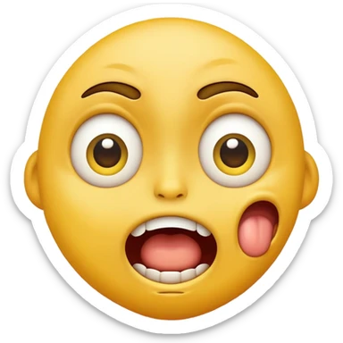 Yellow emoji choking it self/ cring sticker