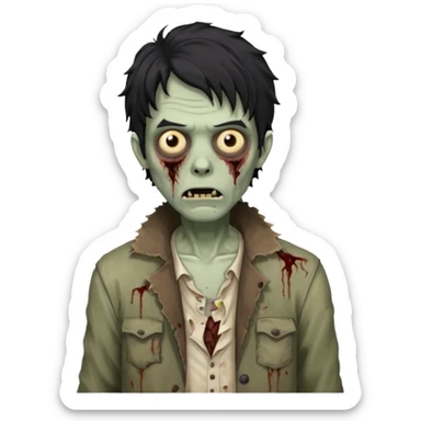 Zombie cabelo liso ondulado preto masculino  sticker