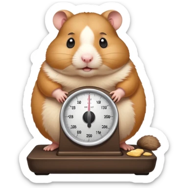 fat hamster big belly stepping on a broken scale looking guilty sticker