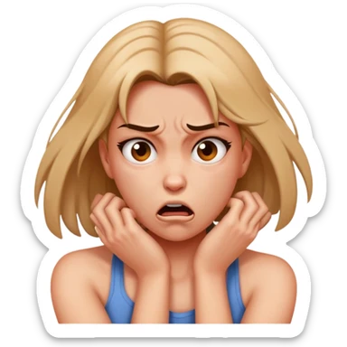 a girl strangling herself looking mad sticker