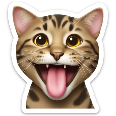 cat sticking out tongue from side of mouth happy sticker