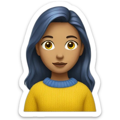Girl in blue and yellow sweater sticker