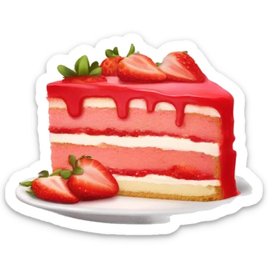 high quality slice of strawberry cake with no dish sticker