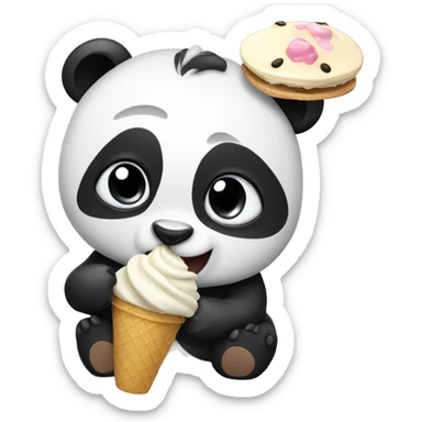 Panda eating ice cream sticker