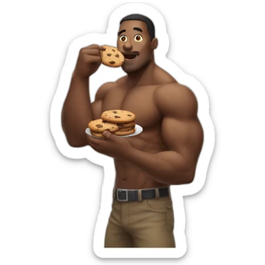 strong man eating cookie sticker