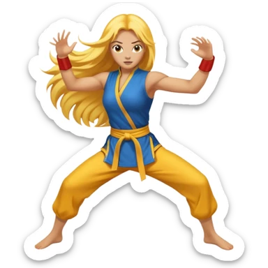 sexy girl with long yellow hair, kung fu sticker