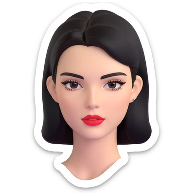 Kendall Jenner, supermodel, longer face shape, shiny glossy lips with lipgloss sticker