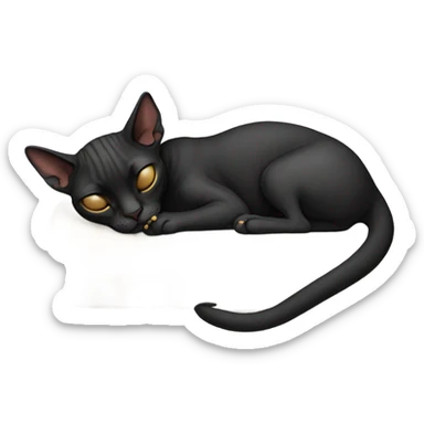 Black sphinx cat sleeping sticker