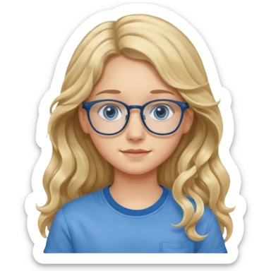 Fille 13 ans qui a des cheveux long et blond et wavy avec des lunettes et des yeux bleu- gris sticker