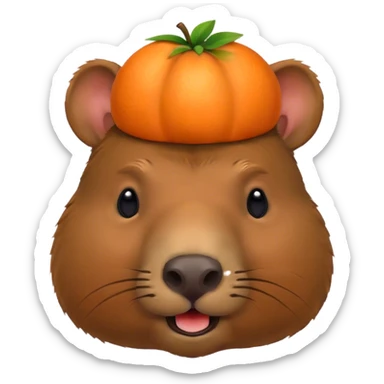 Capibara con naranja en la cabeza  sticker