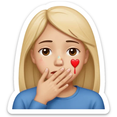 Has un emoji con carita como si quisiera llorar y con corazones por un lado y tapándose la boca sticker