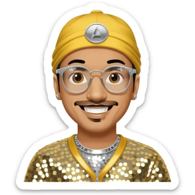 Ali G with silver sequin outfit sticker