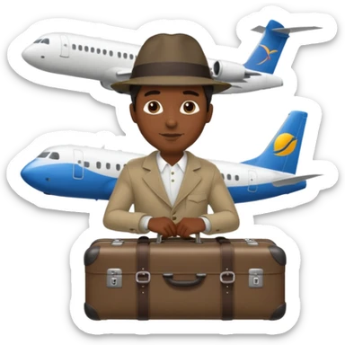 Visage homme créole réunionnais avec chapeau arrive avion sticker