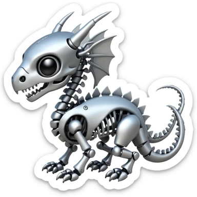 A skeleton robot dragon tiny cute sticker