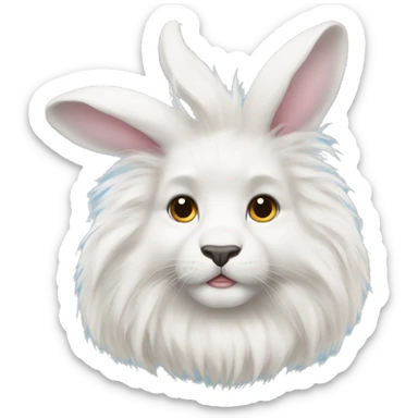 White lionhead fluffy rabbit  sticker