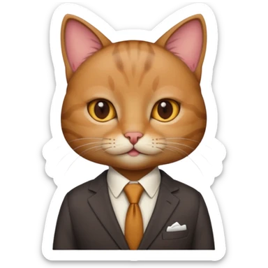 a brown and small cat and wear the suit sticker