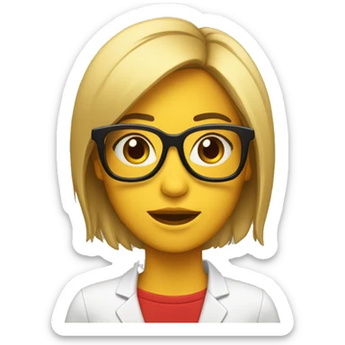 chica con pelo rojo ,gafas negras y ordenador  sticker