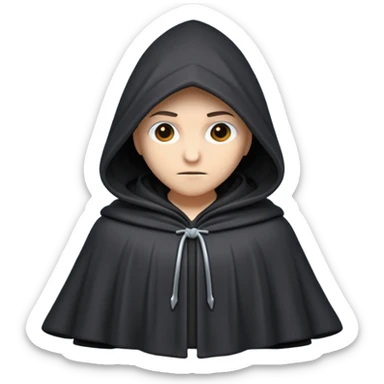 hooded cloak object icon, dark fabric cloak with deep hood, fantasy style, soft folds, 3D cartoon, mobile game icon style, centered, clean background, soft shadow, no text, no watermark
 
 sticker