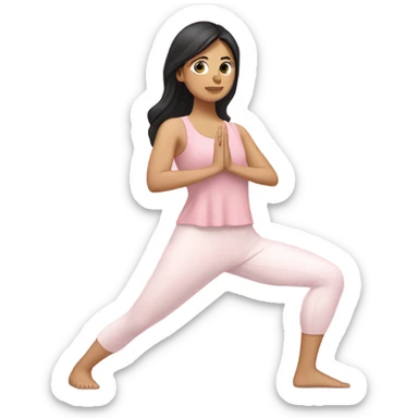 White yoga girl light pink clothes black hair sticker