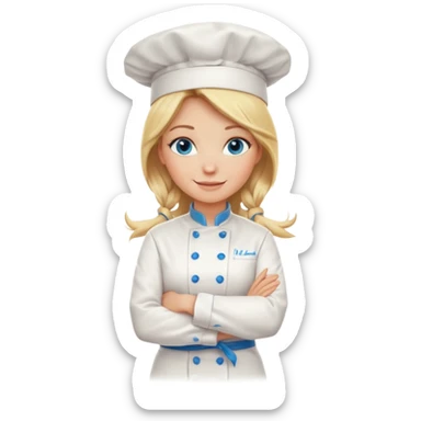 Full body 
Sexy Long Blonde hair blue eyed female chef arms folded sticker