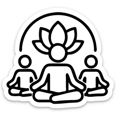 icon on the theme of yoga retreat classes.  sticker