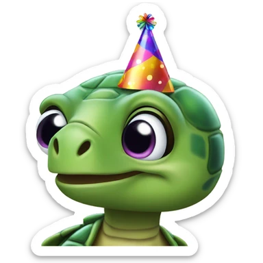 Turtle in a party hat sticker