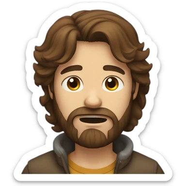 long brown haired bearded man crying sticker