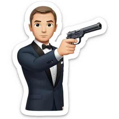 James Bond in iconic gun barrel pose, 007 agent sticker